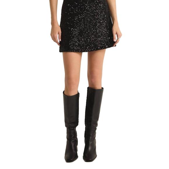 NEW Z SUPPLY ciera sequin mini skirt in black - Picture 1 of 4